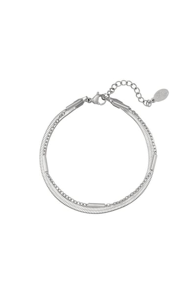 Roestvrij stalen armband dubbel geketend - Zilver - Verkleurt niet - Roestvrij staal - Goudlief.nl