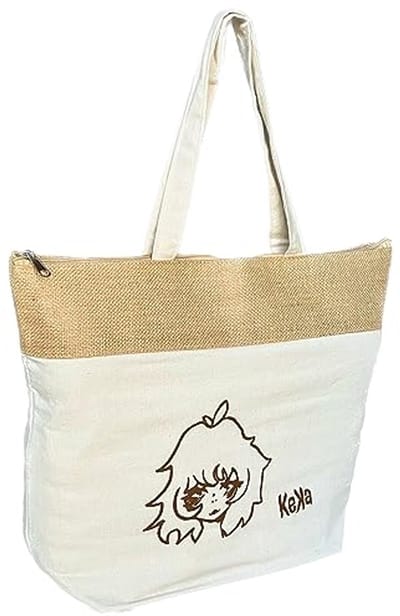 Thermotas voor Strand en Boodschappen, 1,5 L, Ecru met Aardekleurig Patroon