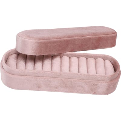 Boîte à Bague en Velours 11 Emplacements Organisateur Portable pour Bagues Boucles d'Oreilles Bijoux Boîte de Rangement Présentoir pour Mariage Anniversaire Rose G86 white