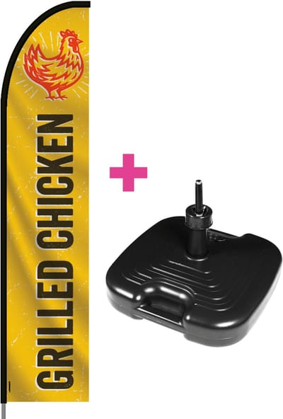 Beachflag - Grilled Chicken #1 - Vlag + Parasolvoet + Rotator + Hengelsysteem + Draagtas - Actievlag.nl