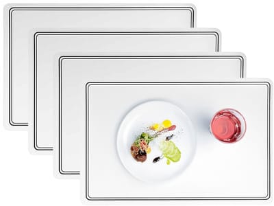 Cosy en Trendy tafel placemat - 4x - PU-leer/leer look - wit - 43 x 30 cm - tafel onderleggers