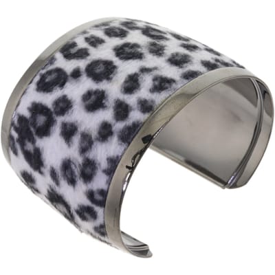 Behave – Armband – Zwart-wit panterprint – Gunmetal – Breed – Nikkelvrij – Trendy