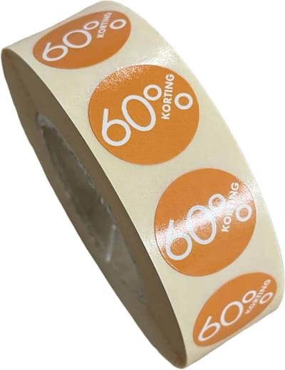 Etiketten 60% Korting Oranje 18 mm 1000 st