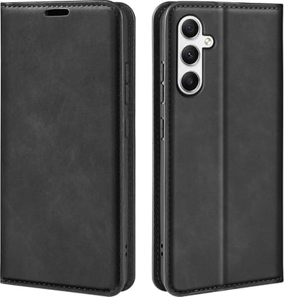MobyDefend Hoesje - Geschikt voor Samsung Galaxy A35 - Luxe Wallet Bookcase (Magnetische Sluiting) - Zwart