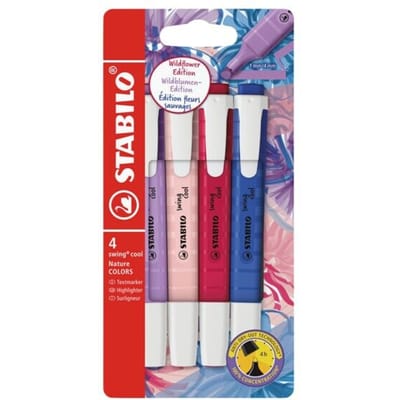STABILO swing cool - Markeerstift - Perfect Voor Onderweg - NatureCOLORS Wildflower - Etui Met 4 Kleuren