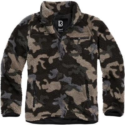 Brandit - Teddyfleece Troyer Pullover Jas - Fleece vest - S - Zwart/Bruin