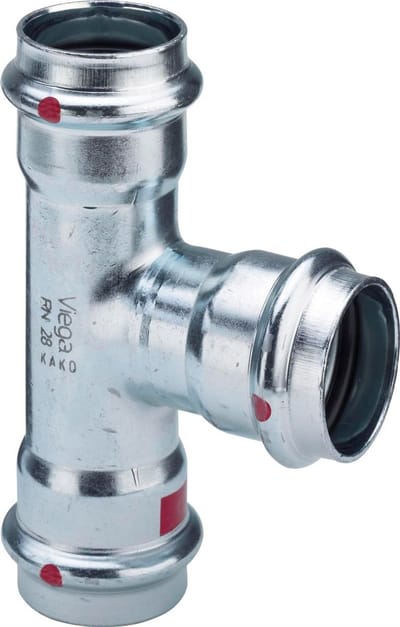 Viega Prestabo-T-stuk, d1 42, d2 18, d3 42 staal ongelegeerd, verzinkt Model 1118, 704698