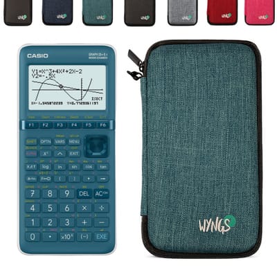 Casio Graph 25+E II incl. WYNGS Beschermhoes Turkoois - Grafische Rekenmachine - Basis Pakket