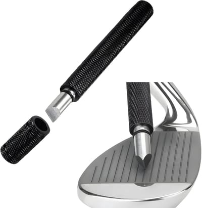 Stripe golfclub cleaner, golf club cleaner - RVS zilver zwart
