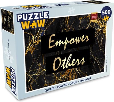Puzzel Quote - Power - Goud - Marmer print - Legpuzzel - Puzzel 500 stukjes