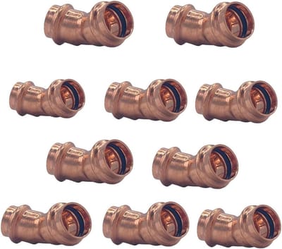 Krimpen Koperen Pijpverbinding Lassen Sanitair Connector-45°-Koper-Krimp-FF22-Lot10
