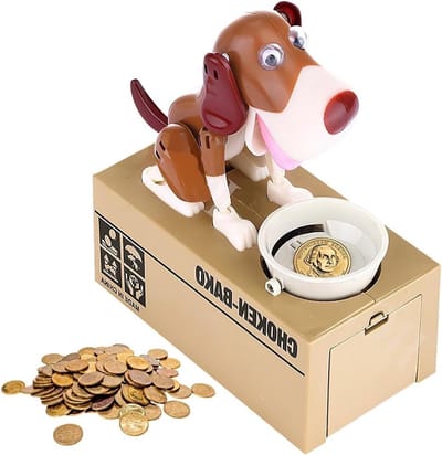 Hongerige hond spaarpot voor kinderen, schattige spaarpot die munten steelt, cadeau voor hondenliefhebbers en kinderen