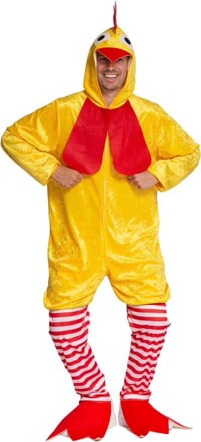 Partychimp Funky Kip Dieren Kostuum Carnavalskleding Carnaval kostuum verkleedkleding Volwassenen Pasen - Onesie - Geel - Unisex - Polyester - XL - Onesie/Broek & Schoencovers