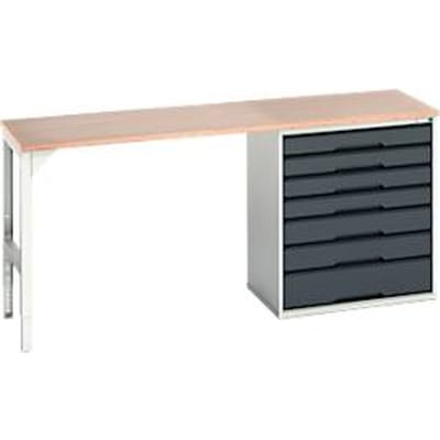Onderzetter Bott verso, multiplexplaat, 7 laden, B 2000 x D 600 x H 930 mm, lichtgrijs / antracietgrijs