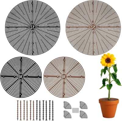 Set van 4 plantenpotten met beschermnet van 30 cm en 52 cm, dierenbescherming, kindveilig en voorkomt beschadiging van planten en aarde