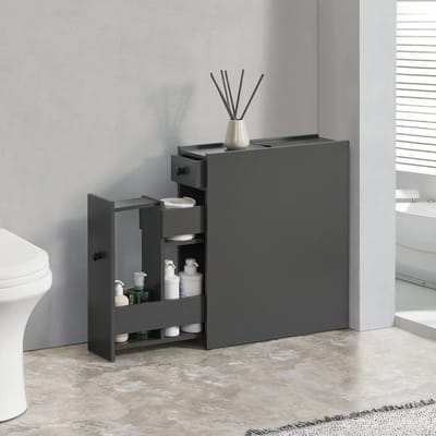 Niskast badkamerkast met 2 lades 58x16x48 cm donkergrijs