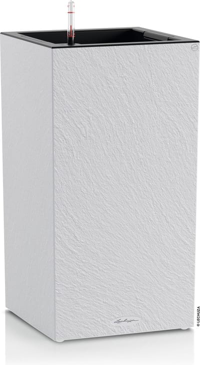 LECHUZA CANTO Slatestone 30 high - Plantenbak - met uitneembare binnenbak - met bewateringssysteem - ALL-IN-ONE set met LECHUZA-PON - lichtgrijs