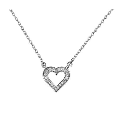 Joy|S - Zilveren puro amore hartje bedel ketting - hartje (13 mm) - zirkonia - gehodineerd