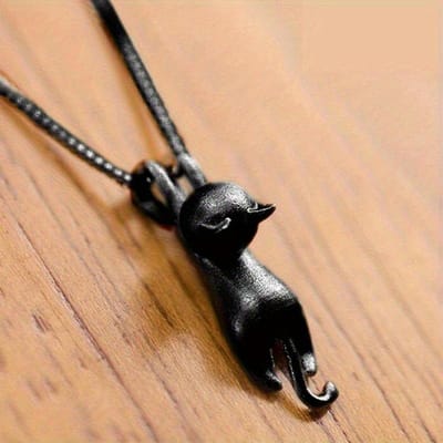 Collier Chat Mignon pour Femmes en Noir, Pendentif Animal pour Filles, Accessoires de Cou pour le Port Quotidien, Bijoux de Mode pour Fêtes, et Cadeaux Fantaisie. black