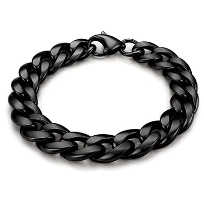 Stalen heren armband LGT JWLS Gourmet schakel Zwart 11mm-23cm