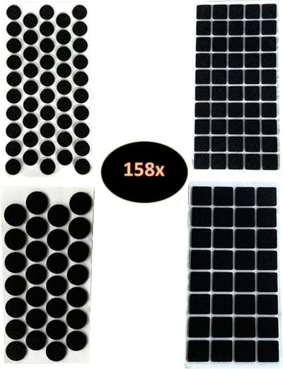 FSW-Products - Anti Kras Vloerbeschermer Vilt - 158-Delig - Meubelvilt - Zwart - Zelfklevend - Meubelonderzetters - Stoelpoot Beschermers - Meubelglijders - Vloerglijders - Anti-kras