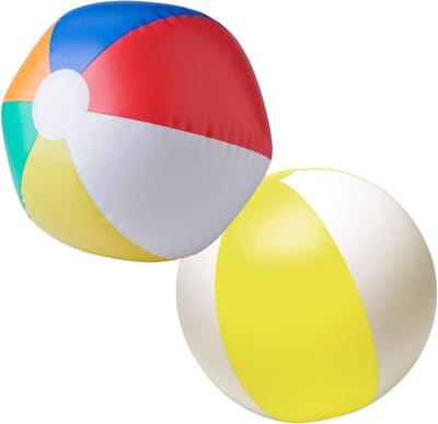 Impression Strandbal - opblaasbaar - zwembad speelgoed - geel / multi set - D26 cm