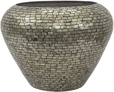 PTMD Cherryl Champagne Round Poly Capiz Bamboo Pot L