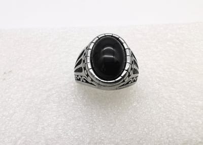 RVS ovale edelsteen ring met Onyx steen maat 21. Geweldig cadeau te geven of zelf dragen.