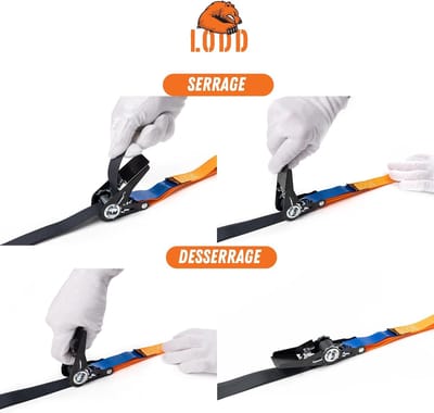 Riemen - 4 spanbanden 4 m x 25 mm, 800 kg weerstand, J haken, ideaal voor het zekeren van transport en bagage
