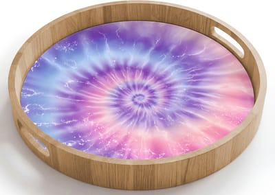 Dienblad rond 40x40 cm - Schootdienblad hout - Pasteltinten - Paars - Spiraal - Marmer - Borrelplank rechthoek - Plateau houten dienbladen