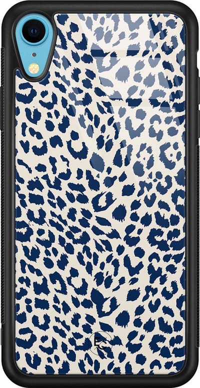 Hoesje geschikt voor iPhone XR - Luipaard blauw - Luxe Hard Case - Luipaardprint - Blauw - Mooie Telefoonhoesjes