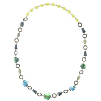 Behave - Lange ketting groen blauwe kralen - 80 cm