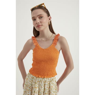V-hals Gerimpeld Korte Top