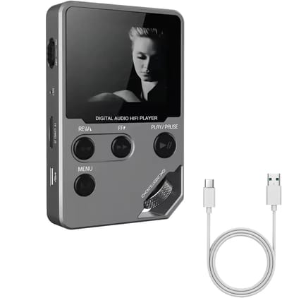 KZQ MP3-speler HiFi muziekspeler Bluetooth 5.0 lossless audio digitaal met scherm 16GB intern USB-C draagbaar high resolution geluid grijs