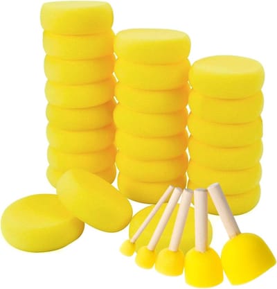 Allecta - Ronde Sponsborstel Set voor Kunstenaars - 29 stuks - Multifunctioneel en Duurzaam - Aquarel en Schildergereedschap
