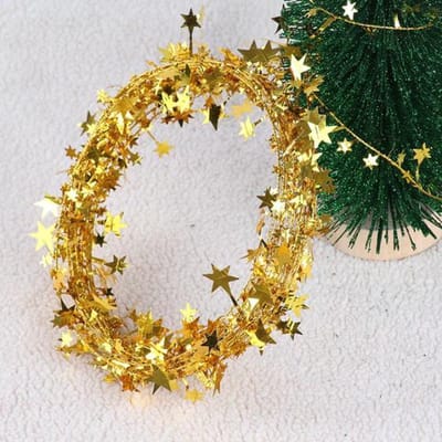 Goud Lint - Versiering - Decoratie - Slinger - Kerst - Bruiloft - Ster - Krans - 7,5 meter - Goud - 1 Stuk