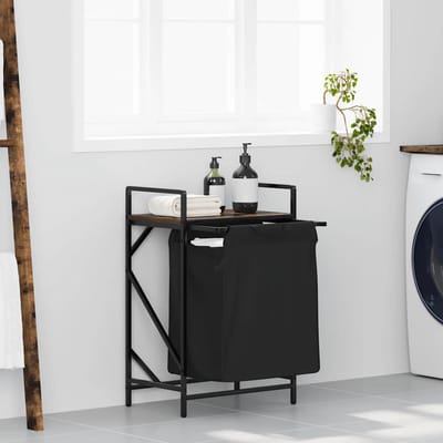 vidaXL - Wasmand - 1 - vak - met - plank - gerookt - eikenkleurig