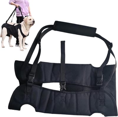 Draaghulp voor honden - Verstelbare hondentrap - Draagbaar hondenharnas - Hulpmiddel voor oudere honden - Comfortabele hefhulp voor middelgrote honden - Zwart