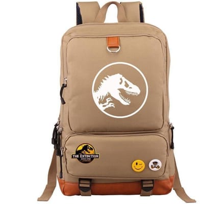 3-delige Schoolrugzakset voor Studenten Grote Capaciteit Oxford Stof Schooltas met Schouderband en Etui Jurassic world backpack kaki