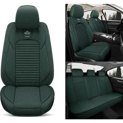 Autostoelkussen Linnen All-season Universele Stof Stoelbekleding Stoelkussen All-inclusive Anti-slip Vijfzits Bekleding All-inclusive Zomer groen
