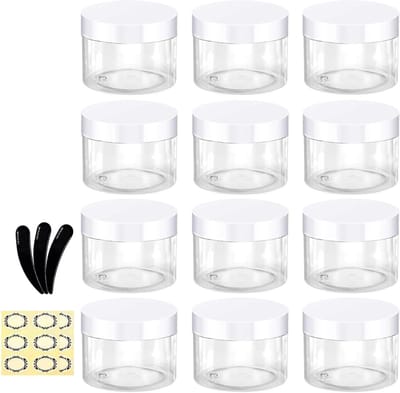 Set van 12 Lege Plastic Cosmetische Potjes van 30ml met Witte Deksels - Ideaal voor Crème, Lotion en Sieradenopslag
