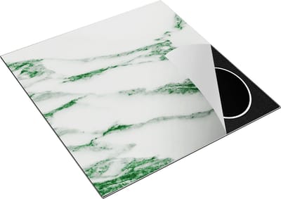 Chefcare Inductie Beschermer Groene Marmer met Wit - 78x78 cm - Afdekplaat Inductie - Kookplaat Beschermer - Inductie Mat