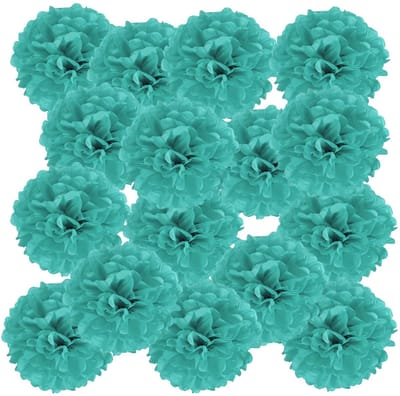 15 cm Tissue Pom Poms Bloemen, 20 Pack Papier Bloem Bal voor Bruiloft Bruids Douche Verjaardag Bachelorette Party Achtergrond Decoratie, Turquoise
