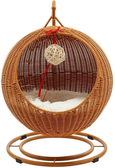 Jurrys Kattenhangmat - Kattenbed - Kattenhangbed - Kattenstoel - Stress verlagend - Comfort - Stijlvol - Rotan - Bruin - 66cm Hoog