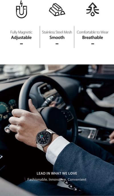 Dux Ducis Milanese Staal - Universeel Smartwatch Bandje 20MM - Grijs