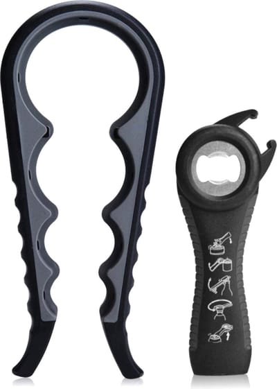 BOTC Blikopener - 5 in 1 Multi Grip Opener - Dopopener- Pottenopener - Schroefdopopener - hemelsblauw - Zwart