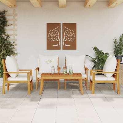 vidaXL - 5-delige - Loungeset - met - kussens - massief - acaciahout