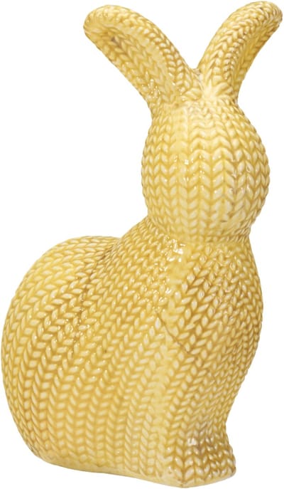 Home & Styling Decoratie paashaas / konijn - geel - dolomiet - 14 cm - paasdecoratie