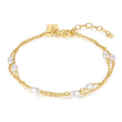 Twice As Nice Armband in goudkleurig zilver, parels Goudkleurig 16cm+3cm