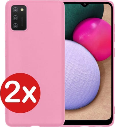 Hoesje - 2 Stuks - Geschikt voor Samsung Galaxy A02s - Sterk & Shockproof - Telefoonhoes - Back Cover - Case Siliconen - Telefoon Hoes - Lichtroze